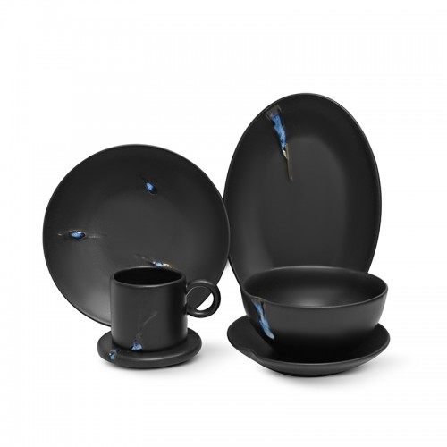 Σετ πιάτα πρωινού 31 τεμαχίων black stoneware